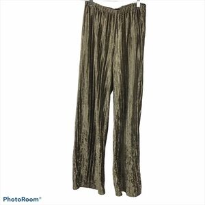 Melissa Paige Gold Crushed Velvet Pleated Pull On Pants Size Medium